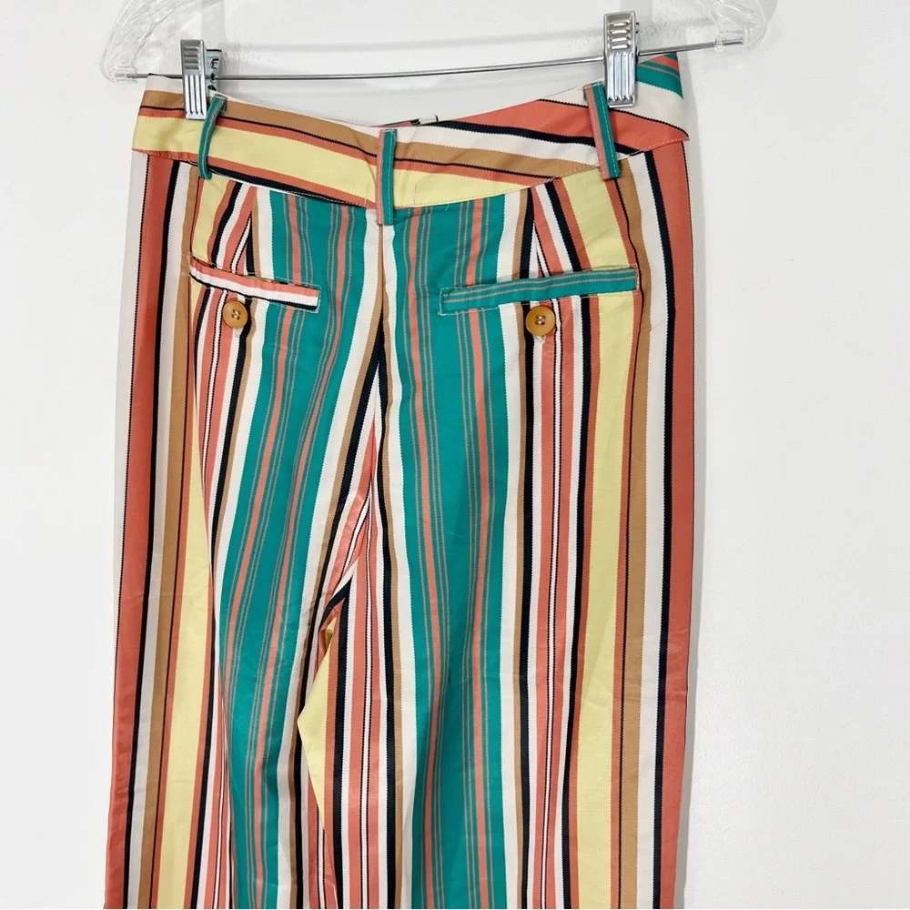 Anthropologie Tiny Camelia Wide Leg Striped High Rise Pants Size 4 Retro Groovy - Picture 8 of 12